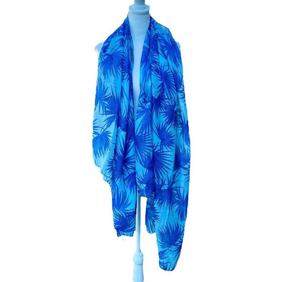 Bijoux Turner Handmade Blue Tropical Leaf Sarong - Picture 1 of 2